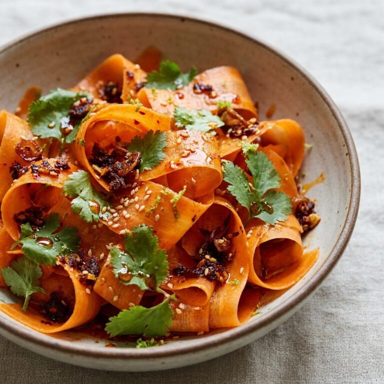 Chili crisp carrot ribbon salad recipe