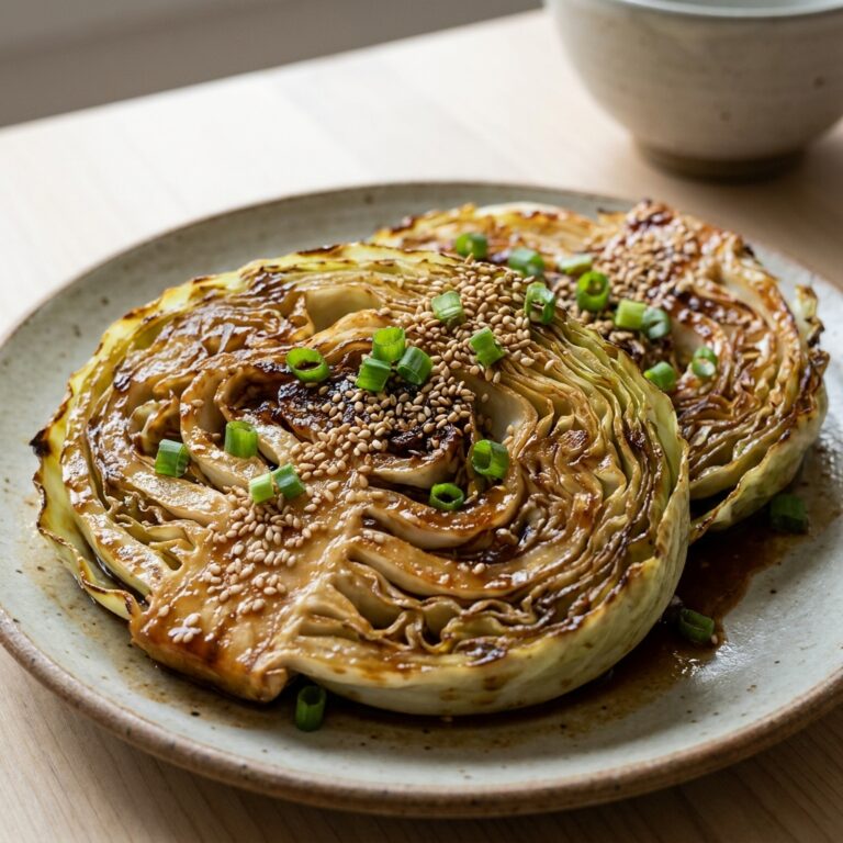 Miso cabbage steaks