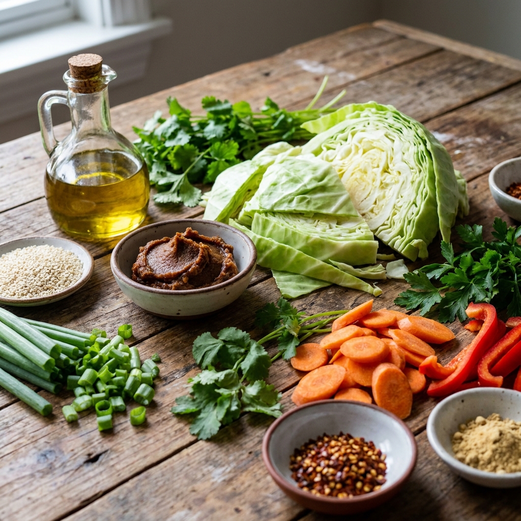 Miso cabbage steaks