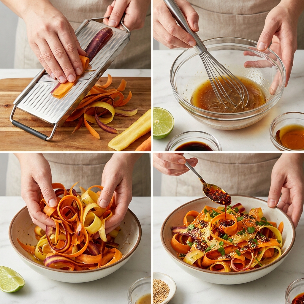 Chili crisp carrot ribbon salad recipe