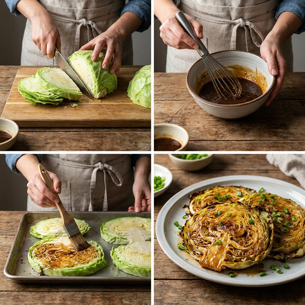 Miso cabbage steaks