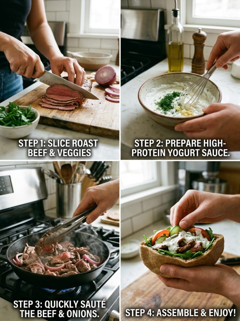 High Protein Roast Beef Pita Sandwich 14 A step by step cooking process of 202604292011
