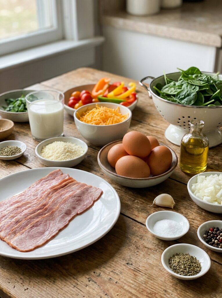 High Protein Bacon Spinach Frittata: Ultimate Breakfast Recipe 13 Bacon spinach frittata ingredien… 202605011608