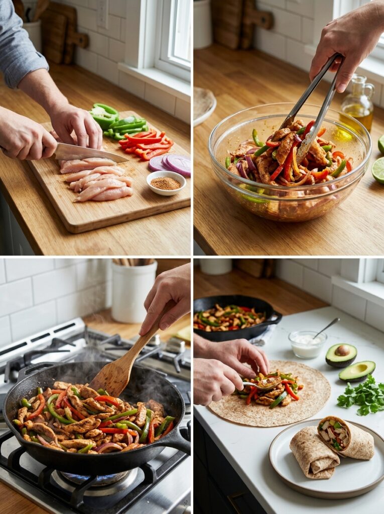 High Protein Chicken Fajita Lunch Wrap 14 Chicken fajita lunch wrap process 202604292005