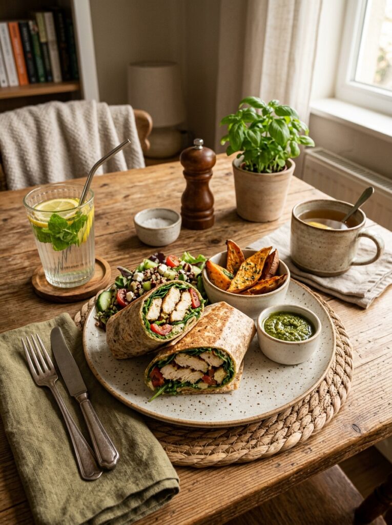 High Protein Chicken Pesto Lunch Wrap 15 Chicken pesto lunch 202604281905 3