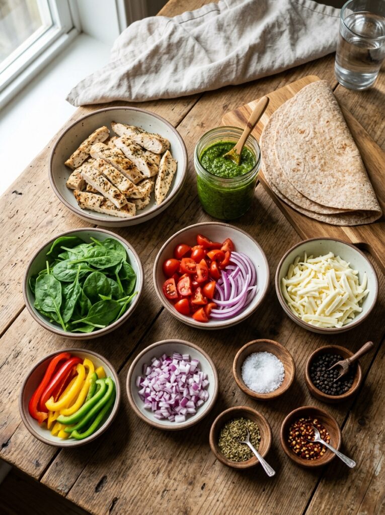 High Protein Chicken Pesto Lunch Wrap 13 Chicken pesto lunch 202604281905
