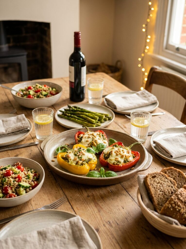 High Protein Chicken Pesto Stuffed Peppers 15 Chicken pesto stuffed peppers setup 202604292106 1