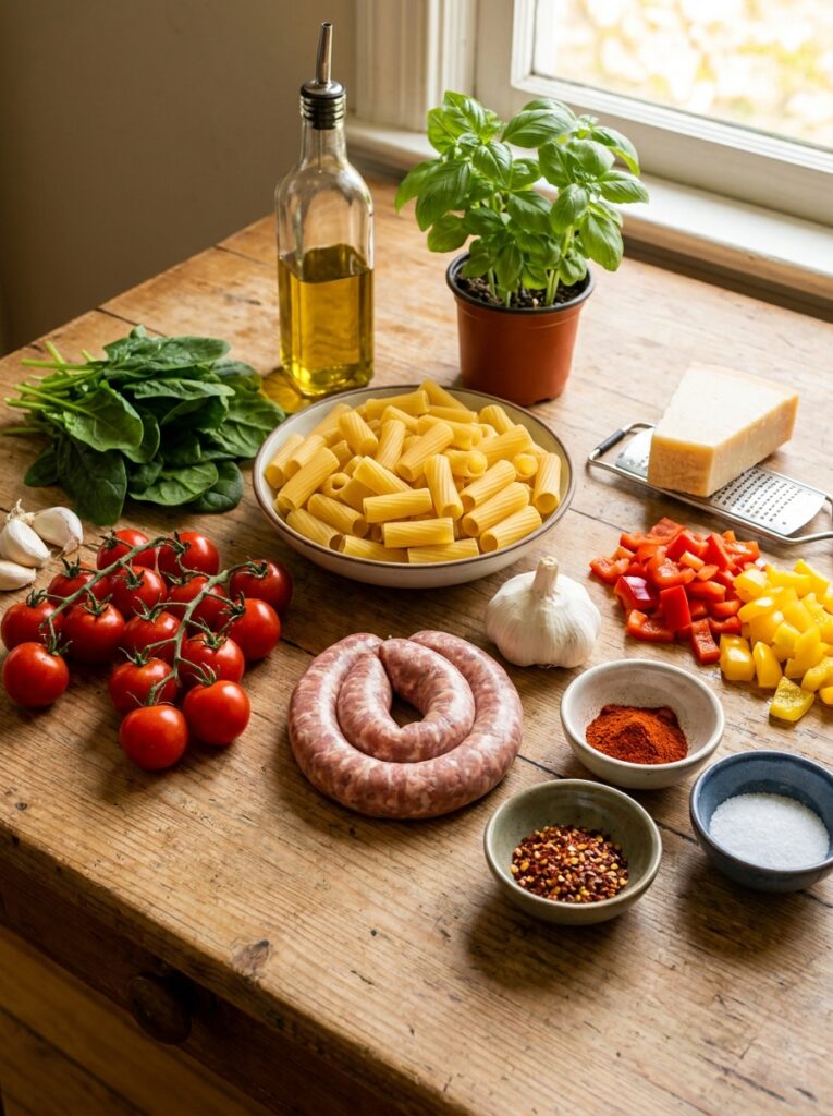 High Protein Chicken Sausage Pasta Recipe 13 Chicken sausage pasta ingredient… 202604292050