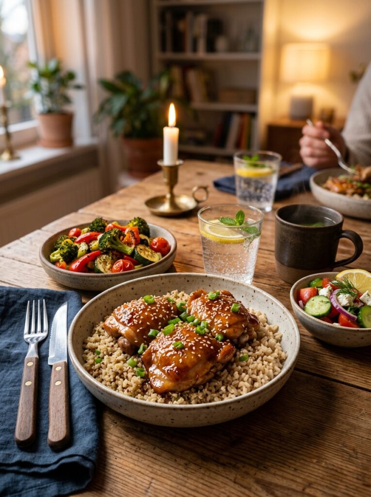 high protein honey garlic chicken 15 Chicken with side 202604281917