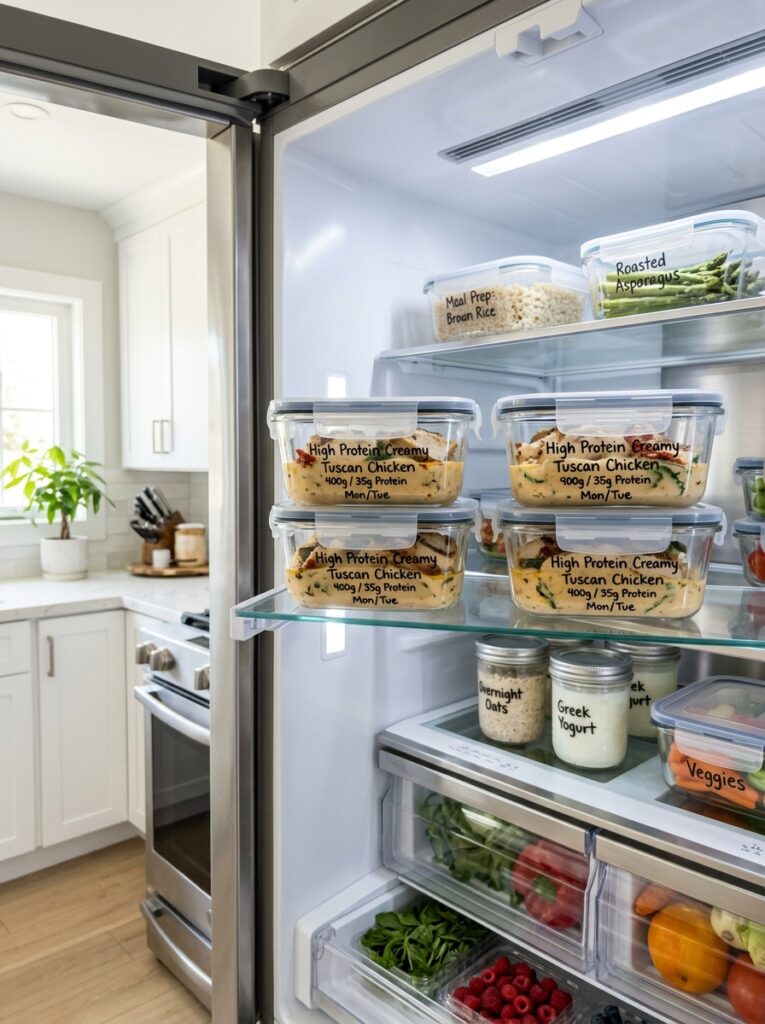 High Protein Creamy Tuscan Chicken 16 Food storage containers 202604231848
