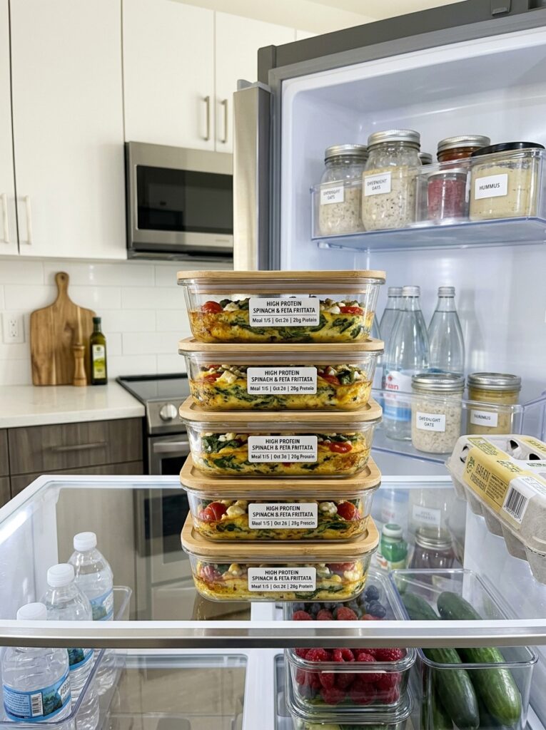 High Protein Spinach Feta Frittata 16 Food storage containers 202604261355