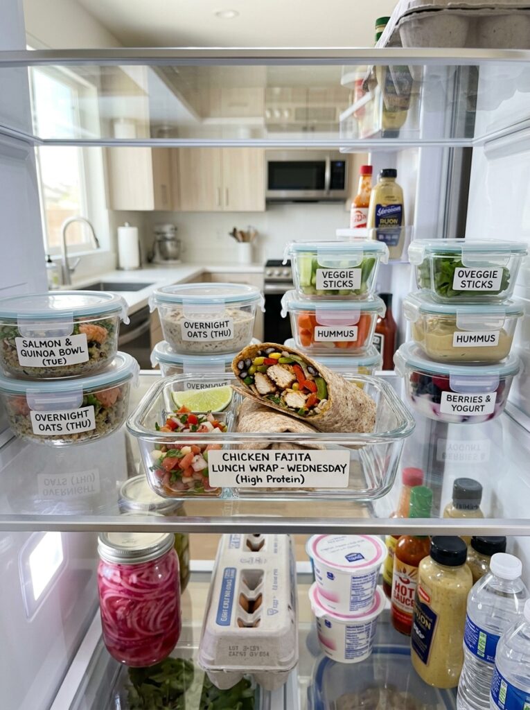 High Protein Chicken Fajita Lunch Wrap 16 Food storage containers with high 202604292005