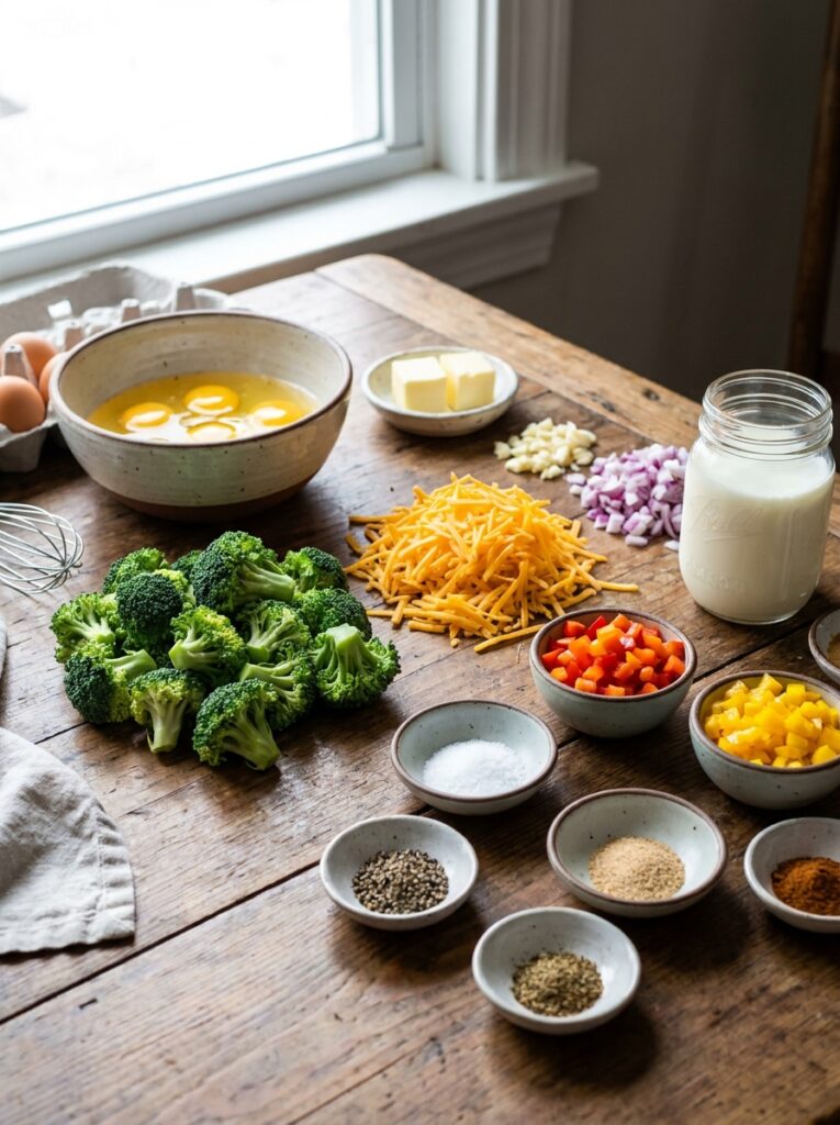 High Protein Broccoli Cheddar Frittata 13 Ingredients for broccoli 202604272158