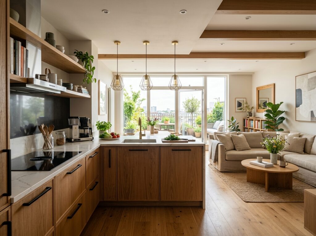 L shaped kitchen living 202604091401