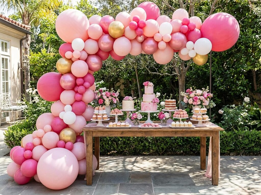 Pink balloon garland 202604081347