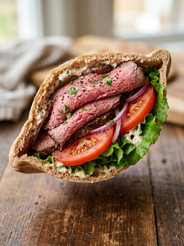 High Protein Roast Beef Pita Sandwich 12 Roast beef pita sandwich recipe 202604292011