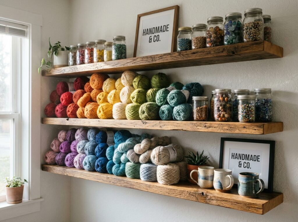 Three wooden shelves 202604081448