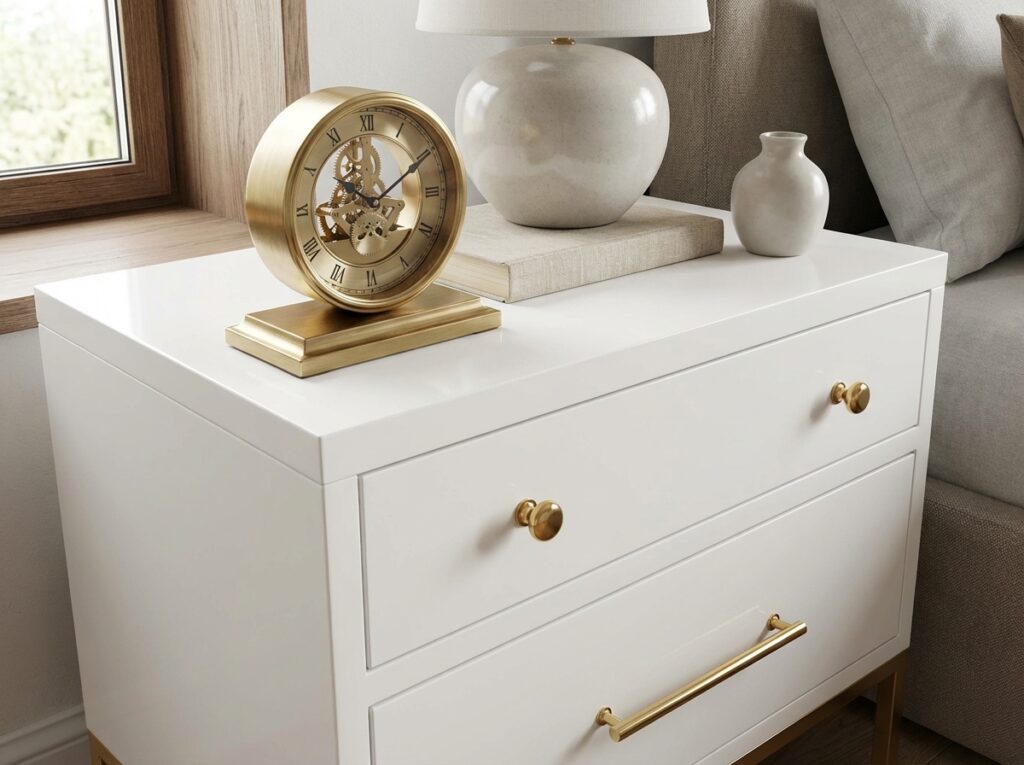White nightstand with 202604081423