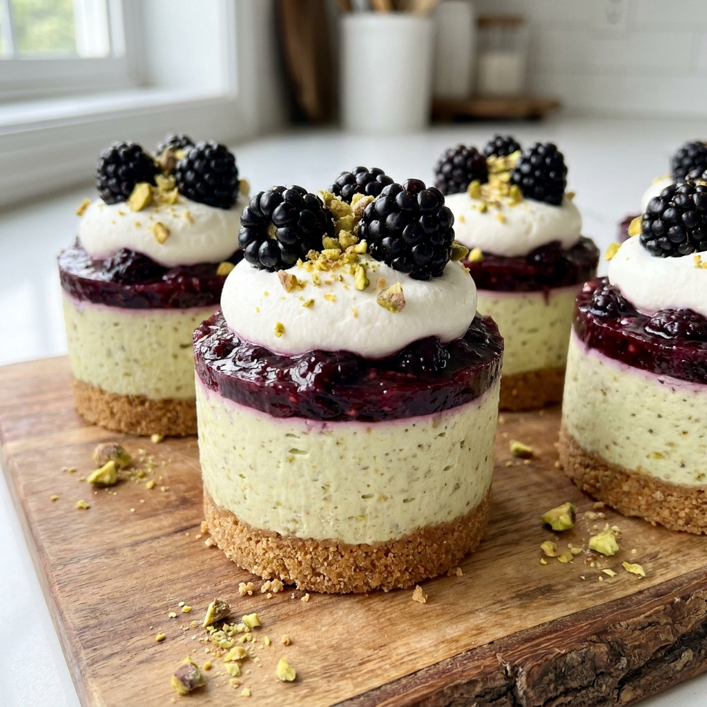 Pistachio Blackberry Cheesecake Towers Recipe: Elegant No-Bake Dessert 2026 12 pistachio blackberry cheesecake towers recipe