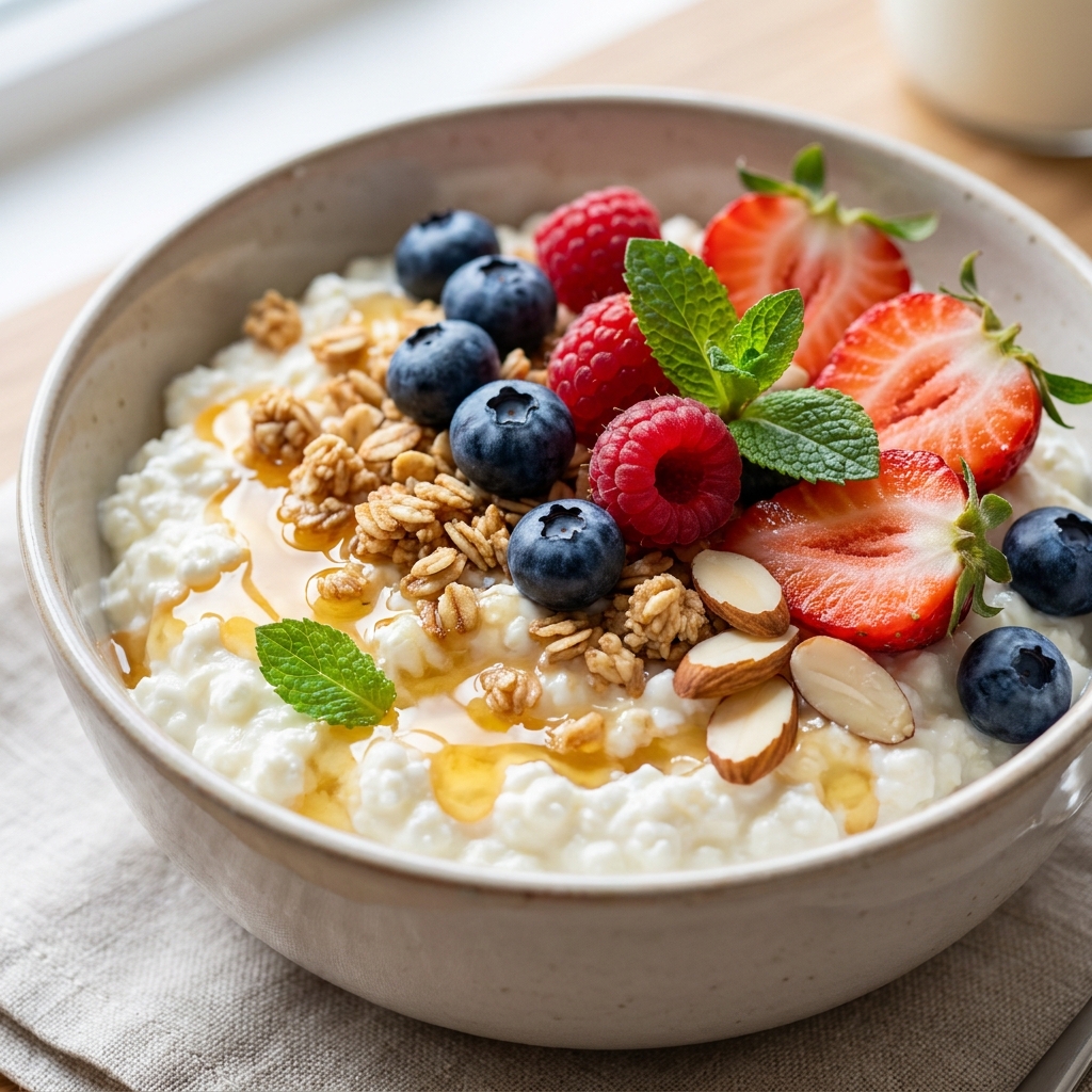 berry cottage cheese breakfast bowl