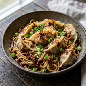 Chile Oil Dumplings With Noodles recipe