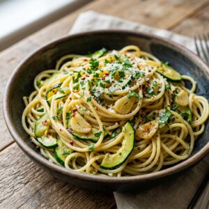 Spaghetti Aglio Olio With Zucchini Recipe