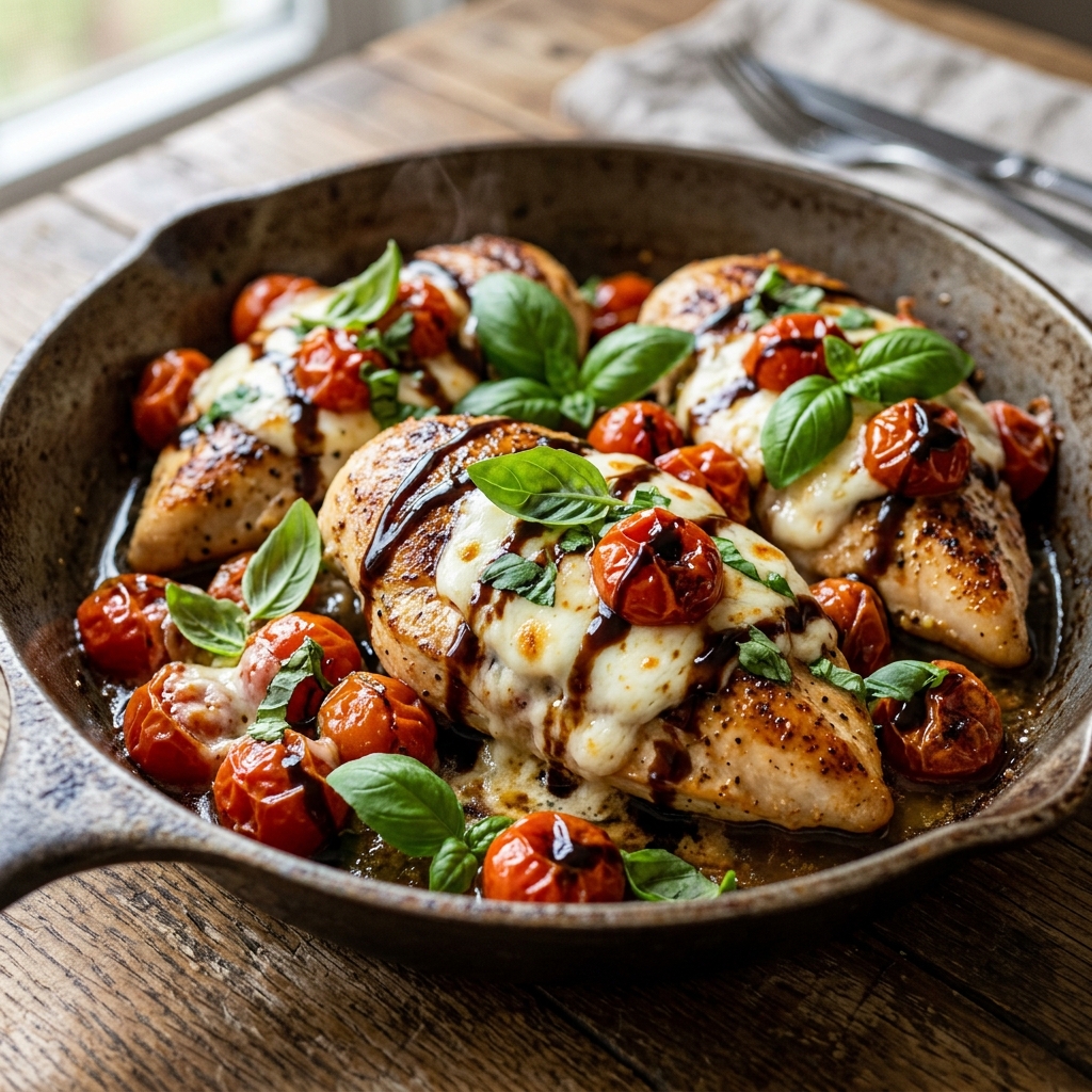 One Pan Caprese Chicken Recipe