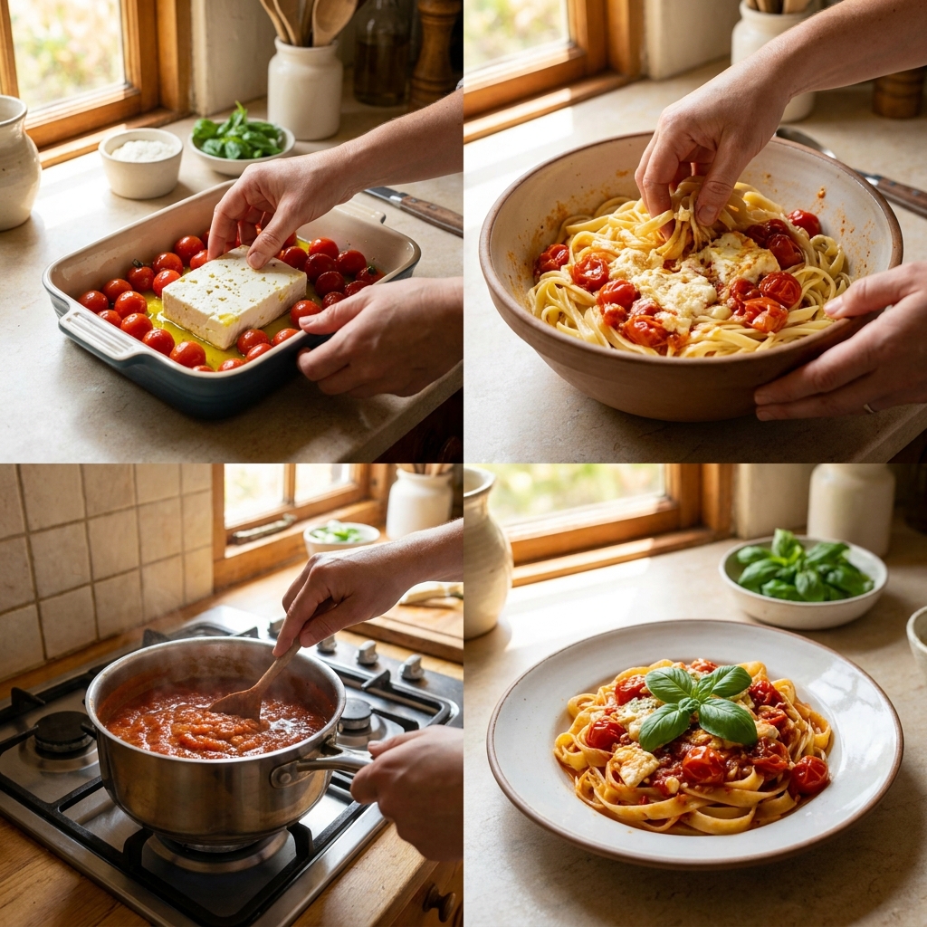 tiktok tomato feta pasta recipe