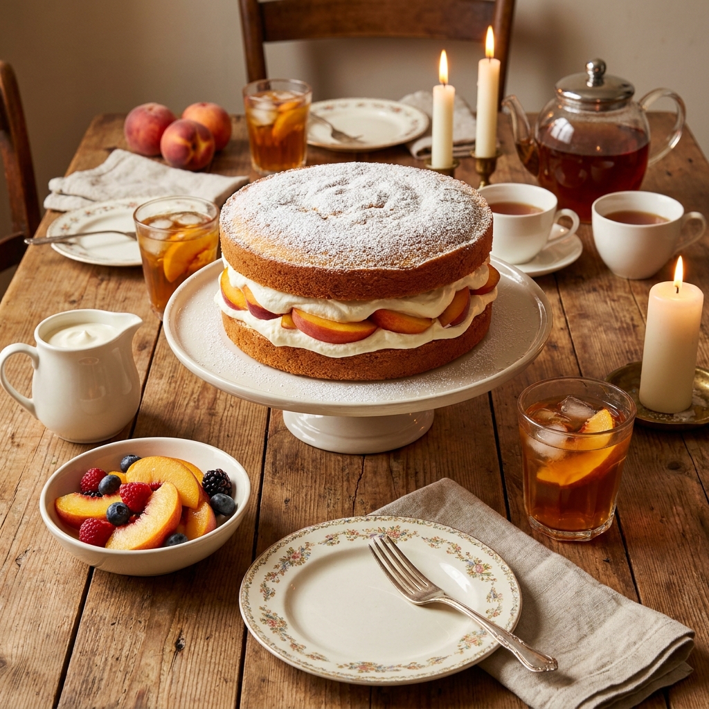 Peaches and Cream Victoria Sandwich Recipe