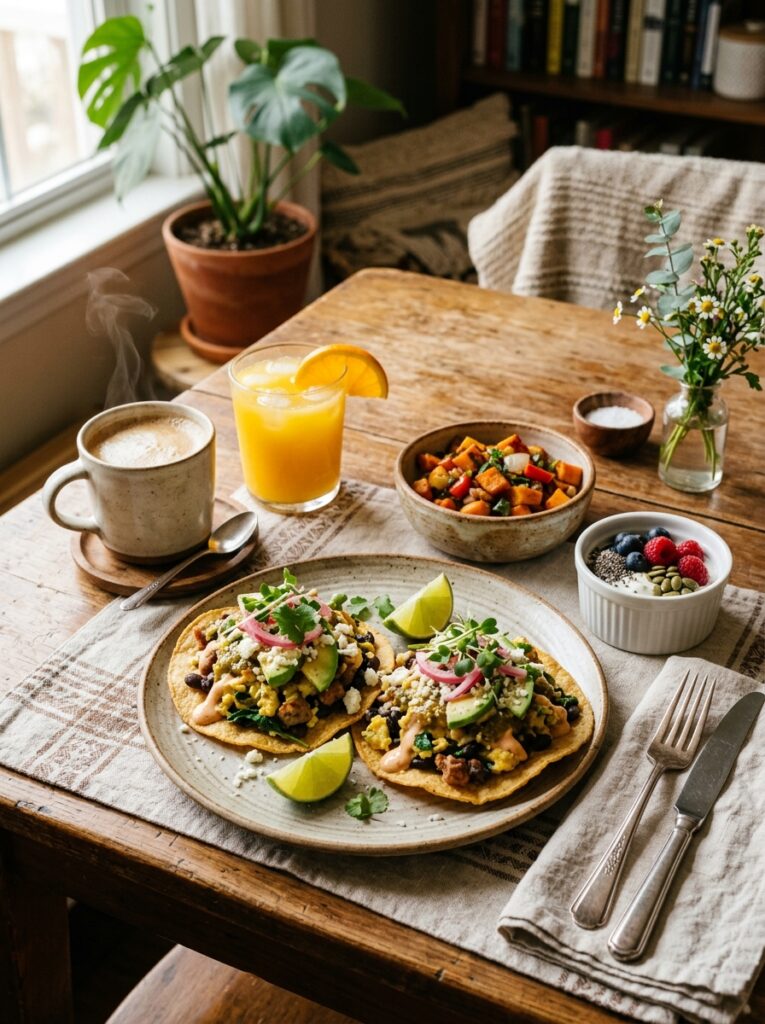 High Protein Breakfast Tostadas Recipe 15 A full serving setup of 202605051819