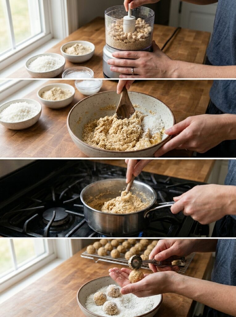 High Protein Cashew Coconut Bites: A Simple Homemade No-Bake Snack 14 A step by step cooking process 202605031842