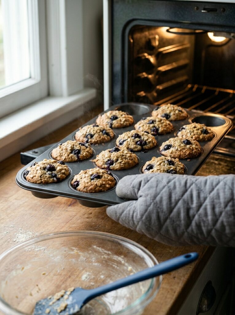 high protein blueberry oatmeal muffins 14 A step by step cooking process of 202605121517