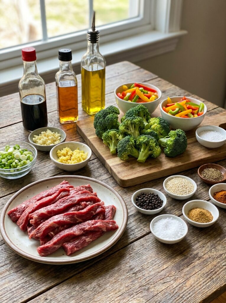 High Protein Beef Broccoli Skillet Recipe 13 Beef broccoli skillet ingredient… 202605131638