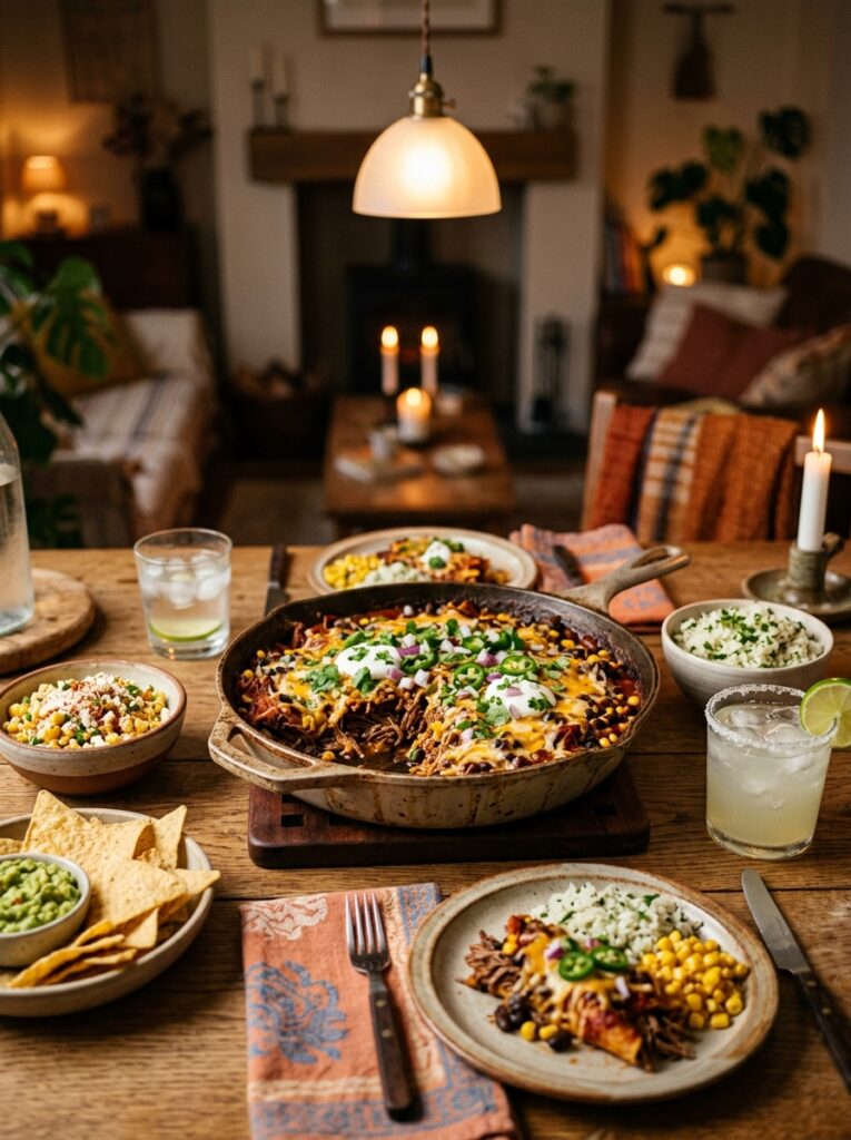 High Protein Beef Enchilada Skillet: A One-Pan Mexican Dinner 15 Beef enchilada skillet with drinks 202605081145