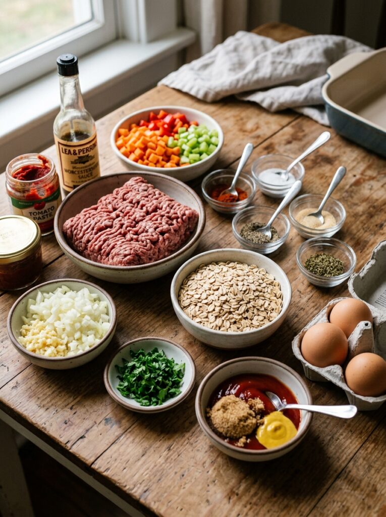 High Protein Beef Meatloaf Dinner Recipe 13 Beef meatloaf ingredients arrang… 202605142210