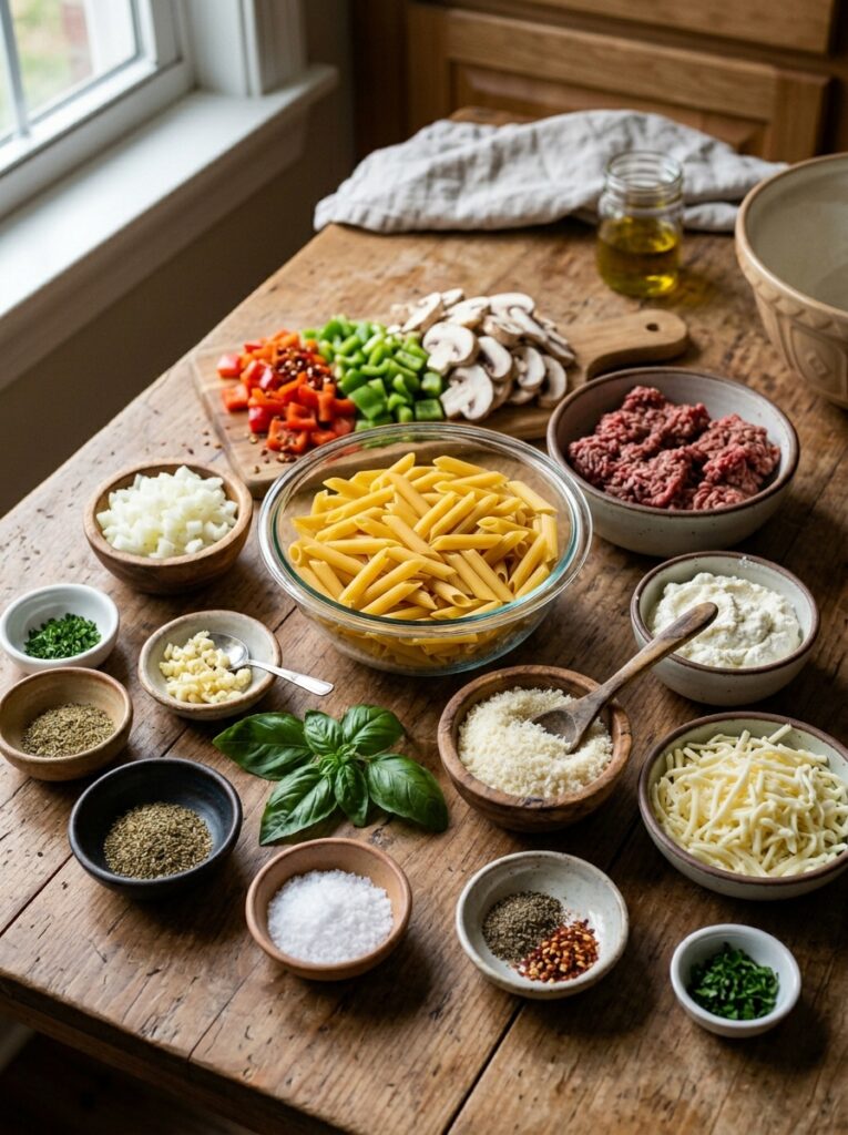 High Protein Beef Pasta Bake: A Hearty Homemade Recipe 13 Beef pasta bake ingredients arra… 202605081119