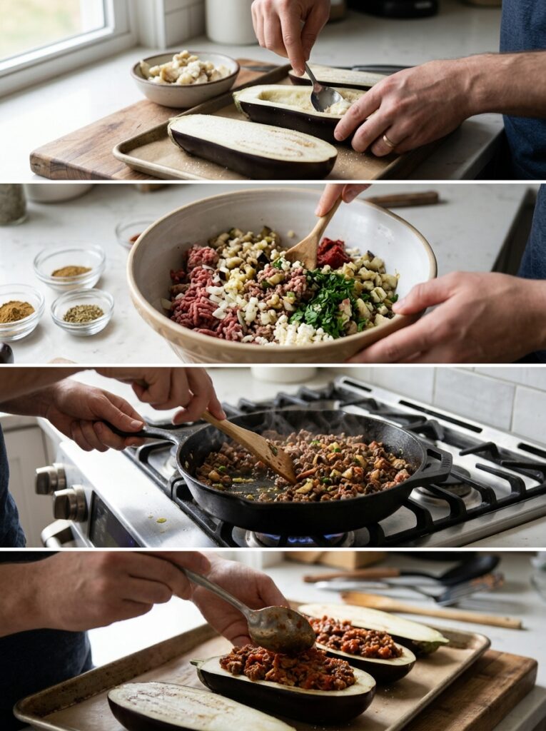 High Protein Beef Stuffed Eggplant 14 Beef stuffed eggplant cooking pr… 202605142116