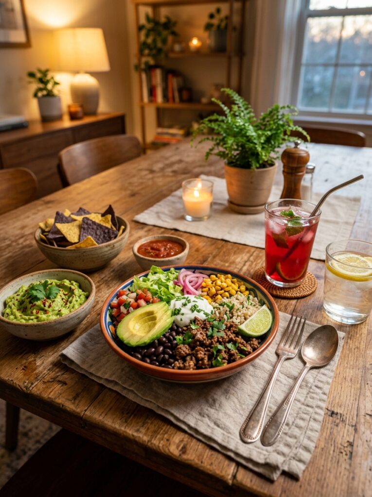 Beef taco bowl setup cozy 202605051651