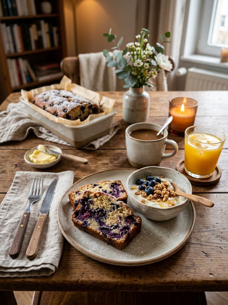 high protein blueberry yogurt loaf: Homemade Quick Bread Recipe 15 Blueberry yogurt loaf setup 202605181620