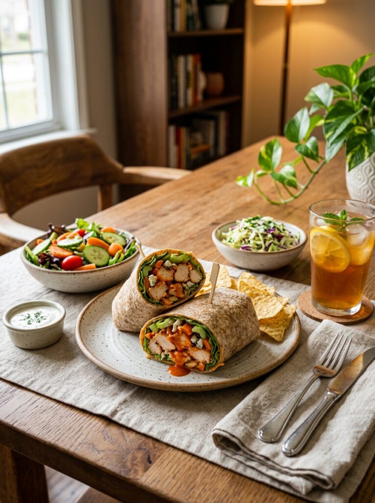 high protein buffalo chicken lunch wrap: Easy Recipe 15 Buffalo chicken lunch wrap setup 202605051935