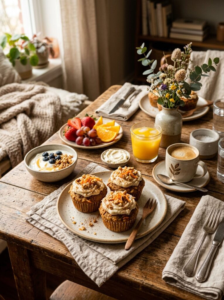 High Protein Carrot Cake Muffins 15 Carrot cake muffins with side 202605142203