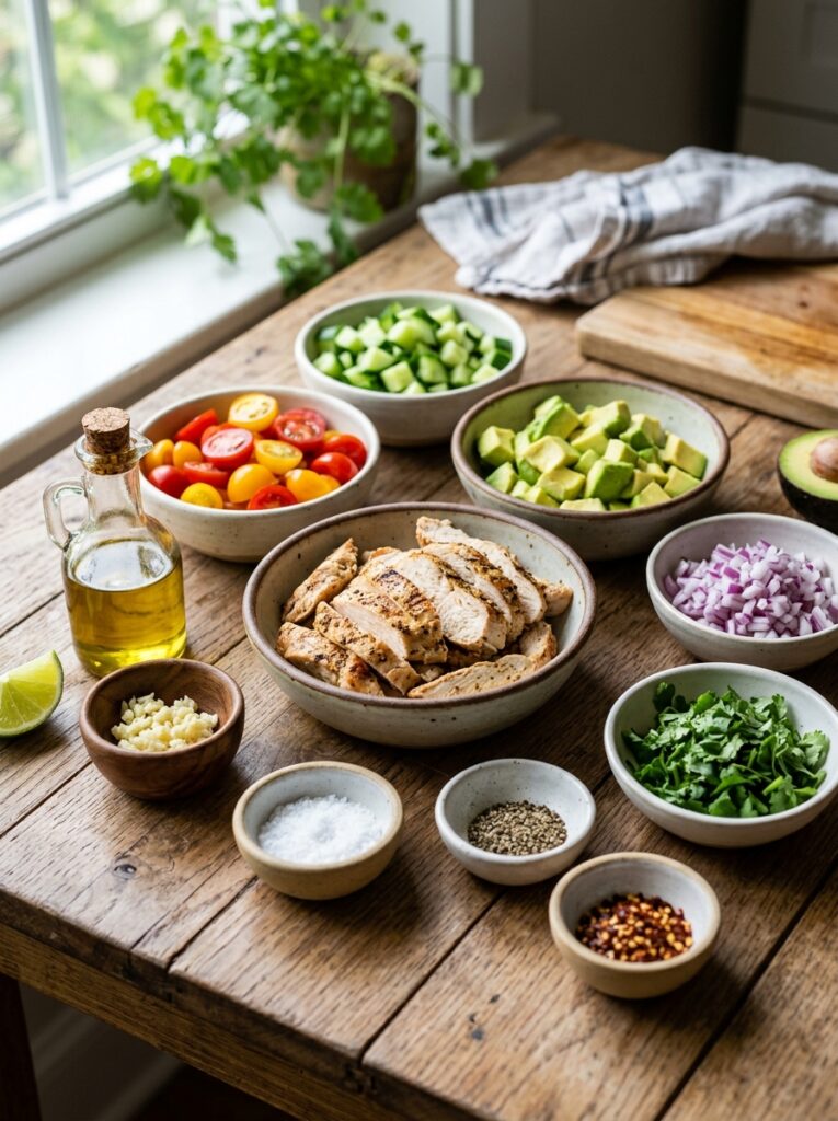 High Protein Chicken Avocado Chopped Salad 13 Chicken avocado salad ingredient… 202605311515