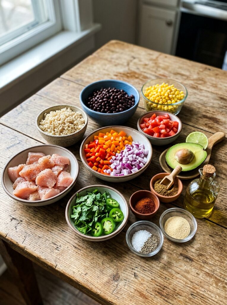 Macro friendly chicken burrito bowl: Easy Recipe 13 Chicken burrito bowl ingredients… 202606081635