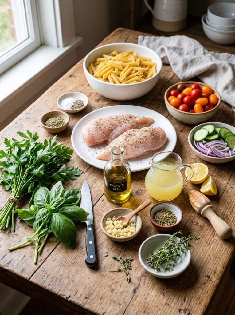 Chicken pasta salad ingredients … 202606031742