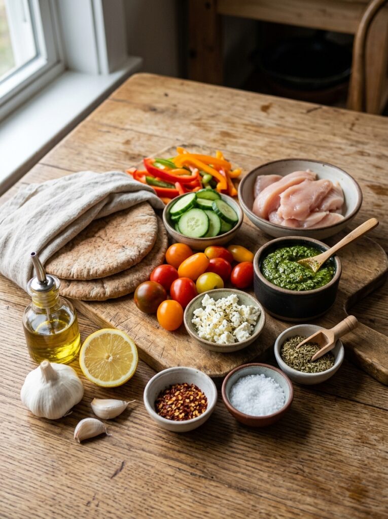 High Protein Chicken Pesto Pita: Easy Homemade Recipe for Busy Weeknights 13 Chicken pesto pita ingredients a… 202605042126