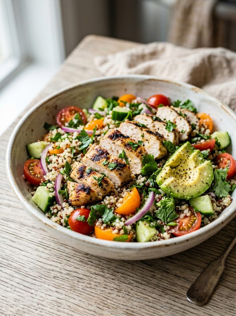 High Protein Chicken Quinoa Lunch Salad 12 Chicken quinoa lunch salad 202605161148