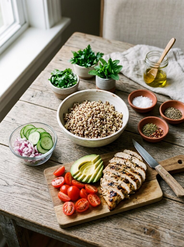 High Protein Chicken Quinoa Lunch Salad 13 Chicken quinoa lunch salad ingre… 202605161148