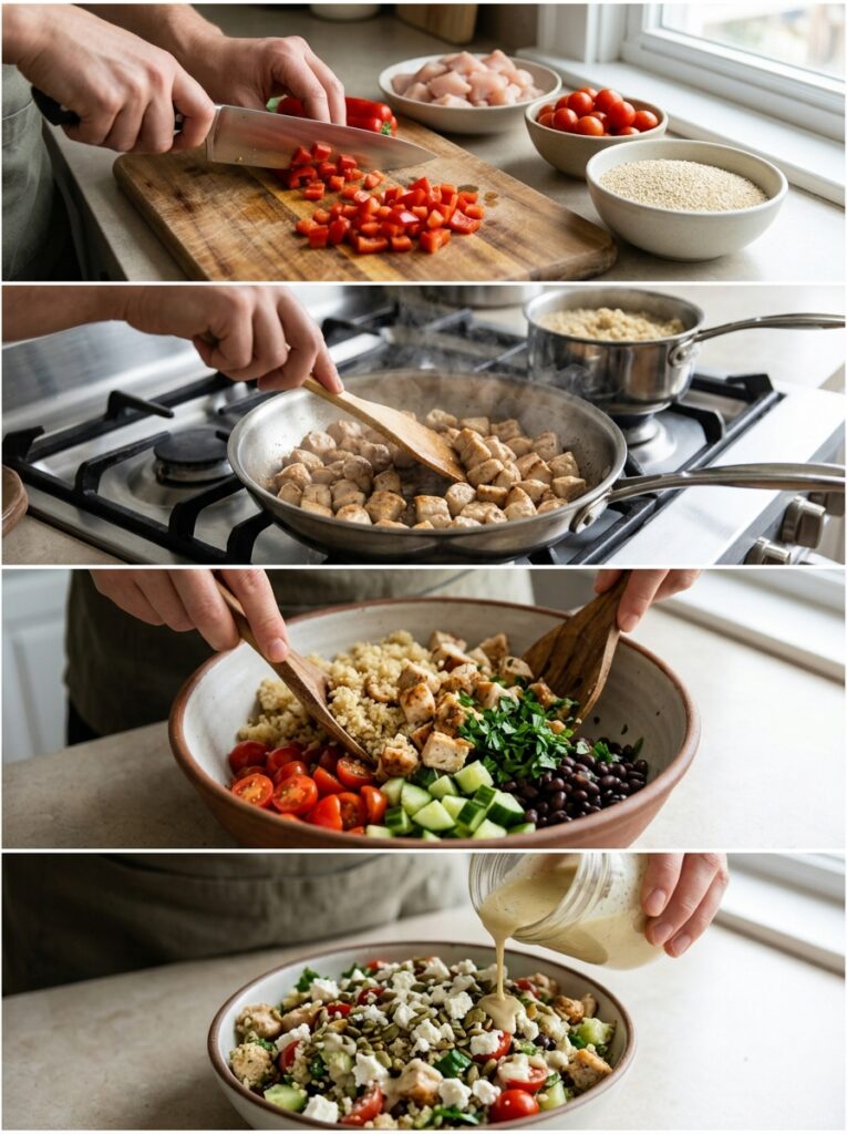 High Protein Chicken Quinoa Lunch Salad 14 Chicken quinoa salad cooking pro… 202605161148