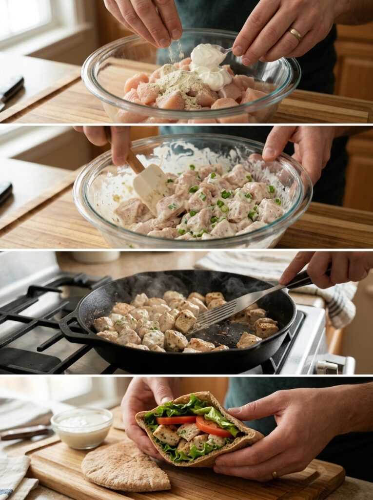 Chicken ranch pita cooking process 202605021249