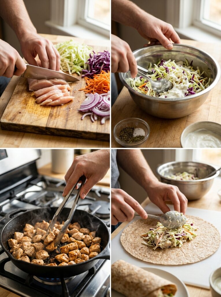 high protein chicken slaw wrap 14 Chicken slaw wrap cooking process 202605062120